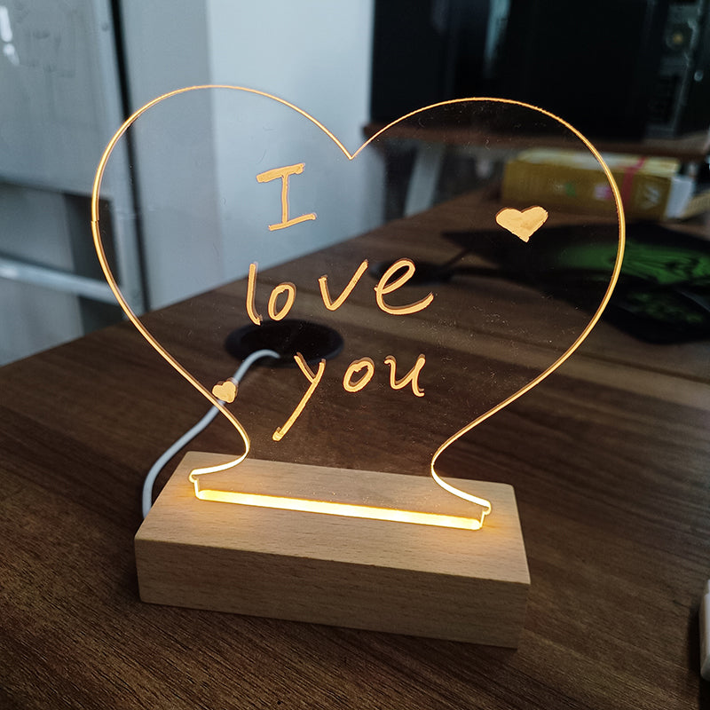 Tablero de Notas Brillante: Luz Nocturna LED con Mensajes Creativos